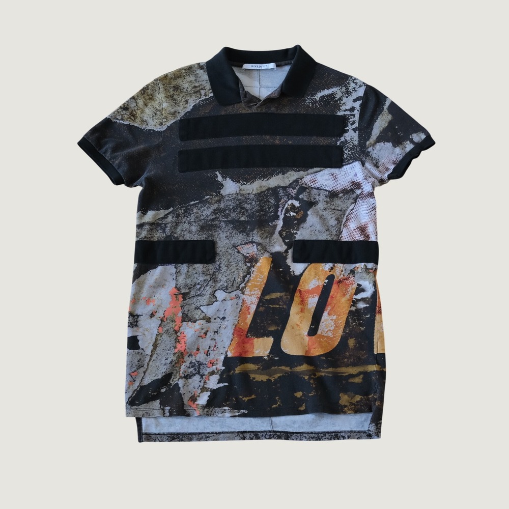 Givenchy Polo Shirt Mens Multicolor Love‎ Print Abstract Streetwear XS Luxury